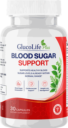 GlucoLife+ Blood Sugar Support bottle — 30 capsules, dietary supplement